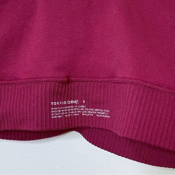 Torrid Curve Raspberry Ribbed Lurex Wire Free Bralette - Picture 3 of 9